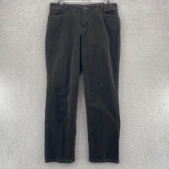 Talbots Pants Womens 10 Petite Curvy Brown Corduroy Straight Leg Stretch Casual - Picture 1 of 12